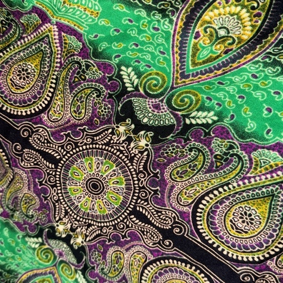 Kathmanda imports pants medium to large Paisley Print Green Black purple hippie - Picture 3 of 4